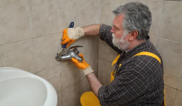 a male plumbing technician smiling at the camera in Cedar Park, TX - Kitchen Sink Installation a male plumbing technician smiling at the camera in Cedar Park, TX - Kitchen Sink Installation