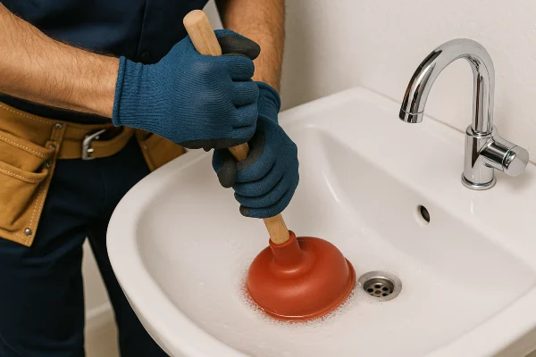 a male technician tightening a ball valve in Cedar Park, TX - Kitchen Sink Installation a male technician tightening a ball valve in Cedar Park, TX - Kitchen Sink Installation