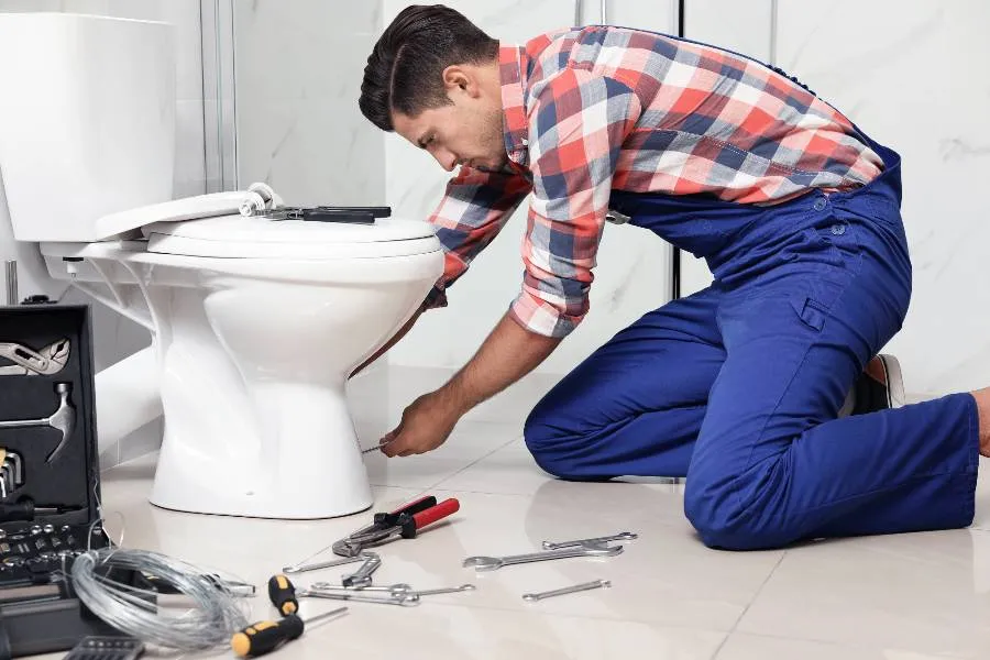 a male plumber fixing a sink pipe in Cedar Park, TX - Water Softener Installation a male plumber fixing a sink pipe in Cedar Park, TX - Water Softener Installation